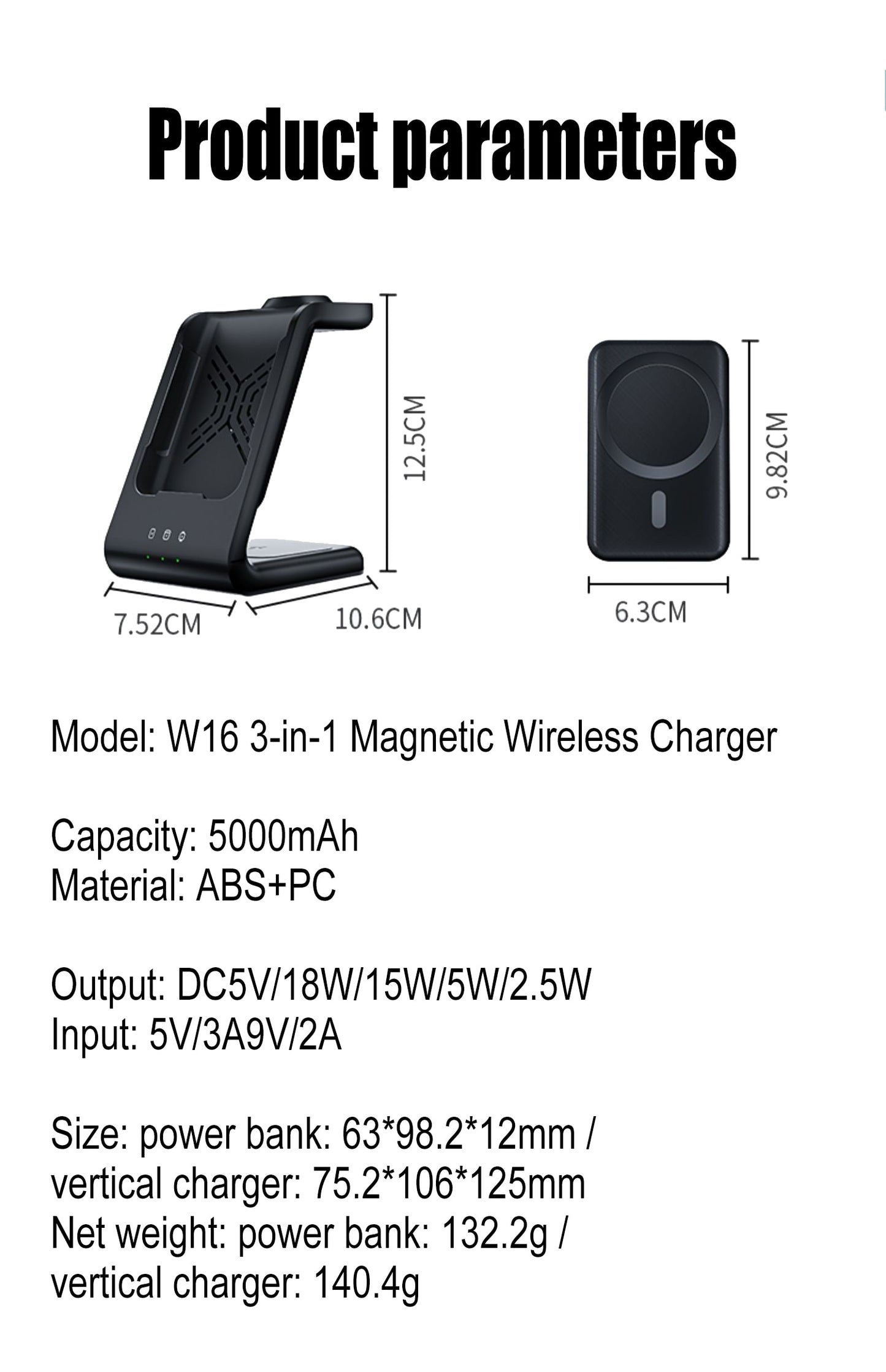 3 In 1 Magnetic Wireless Charger Station 5000mAh Power Bank 15W MacSafe For iPhone 15 14 13 12 Pro Max Apple Watch Ultra 8 7 AirPod